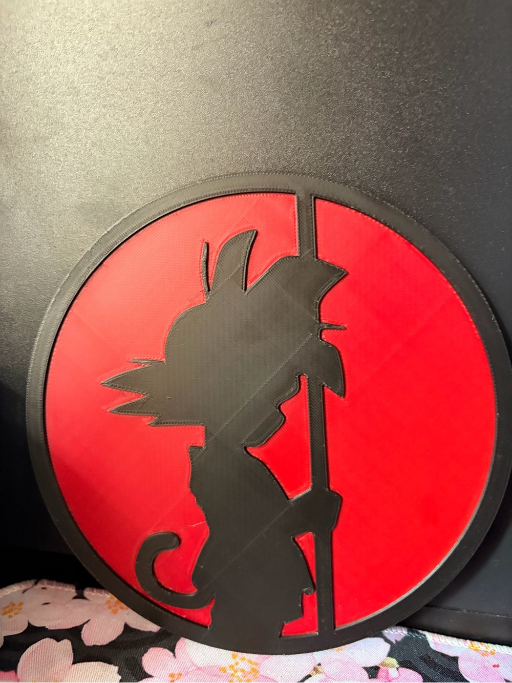 Red & Black Circular Anime Silhouette Wall Art